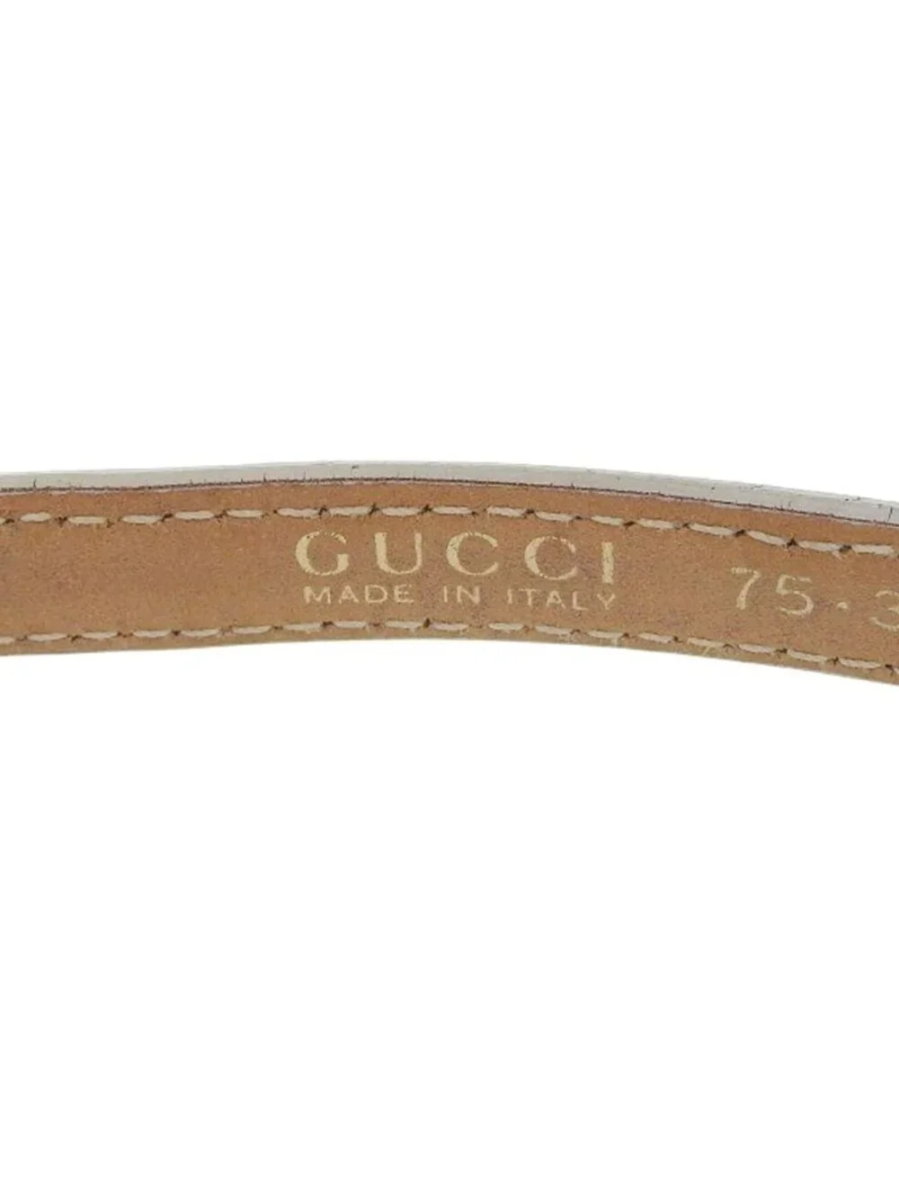 Gucci Era Gold Plate Leather Thin Belt Beige